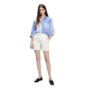 Gap Women's Ivory Cotton/Spandex Elastic Back Waist & Pleated Front Shorts w Poc